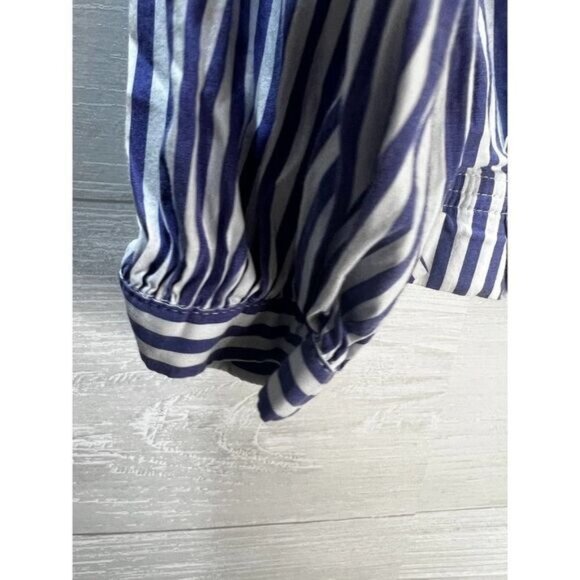 Blue & White Striped Off-Shoulder Crop Top By Zara Basic Collection With Long Sl - Picture 4 of 7